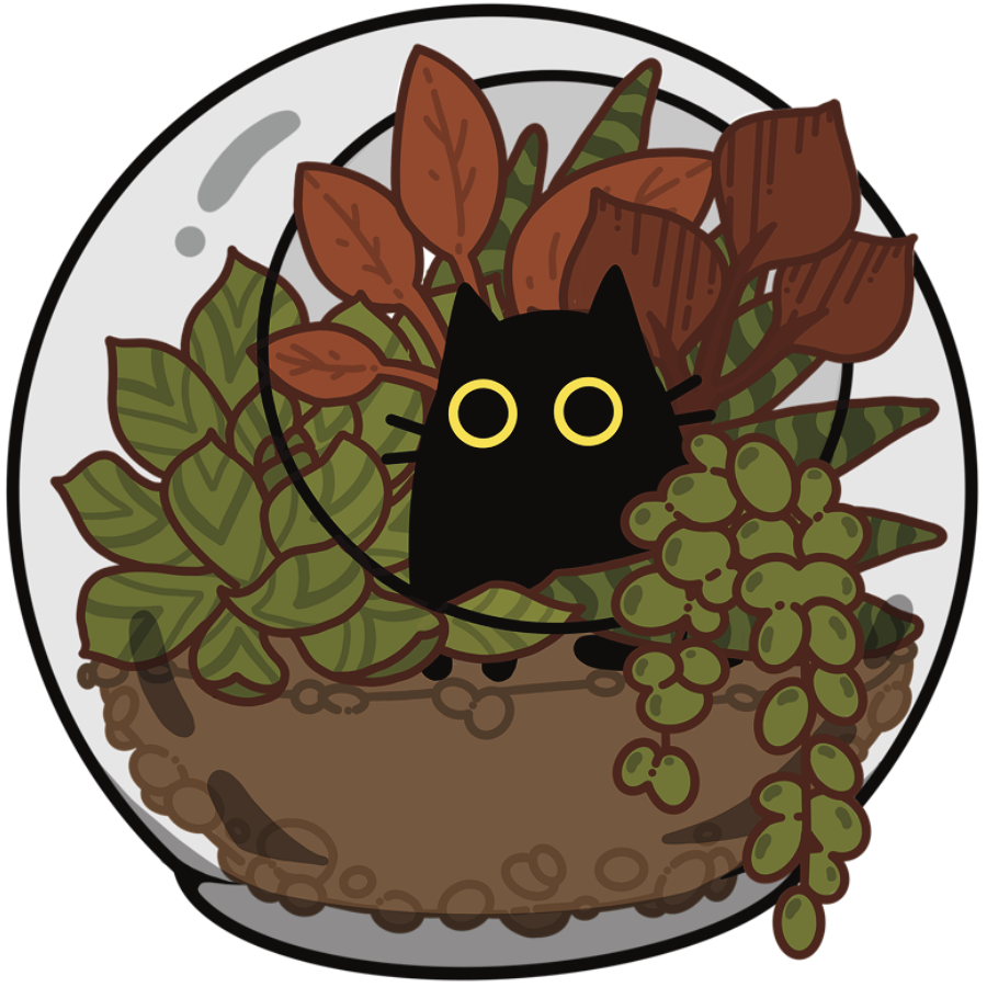 Transparent Kitty in Terrarium Sticker and Poster